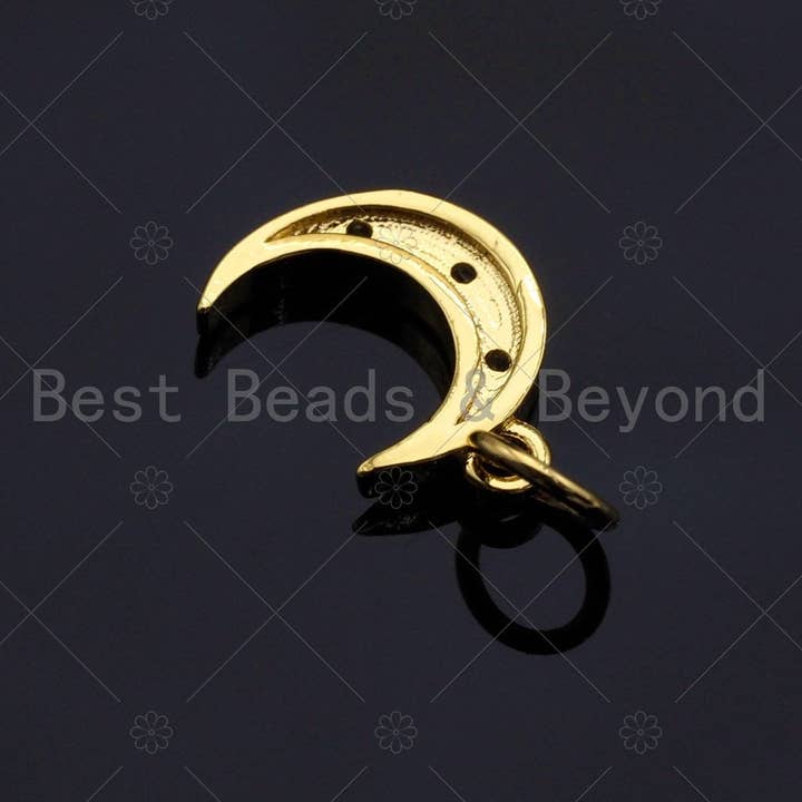 BestBeads&Beyond - Wholesale Individual Charm/Pendant - Dainty Gold Star Cresent Moon Charms, Dainty Charms, Moon Pendant, Gold Coin Pendant, Gold Necklace Charms, 9x12mm, Sku#LK1143
