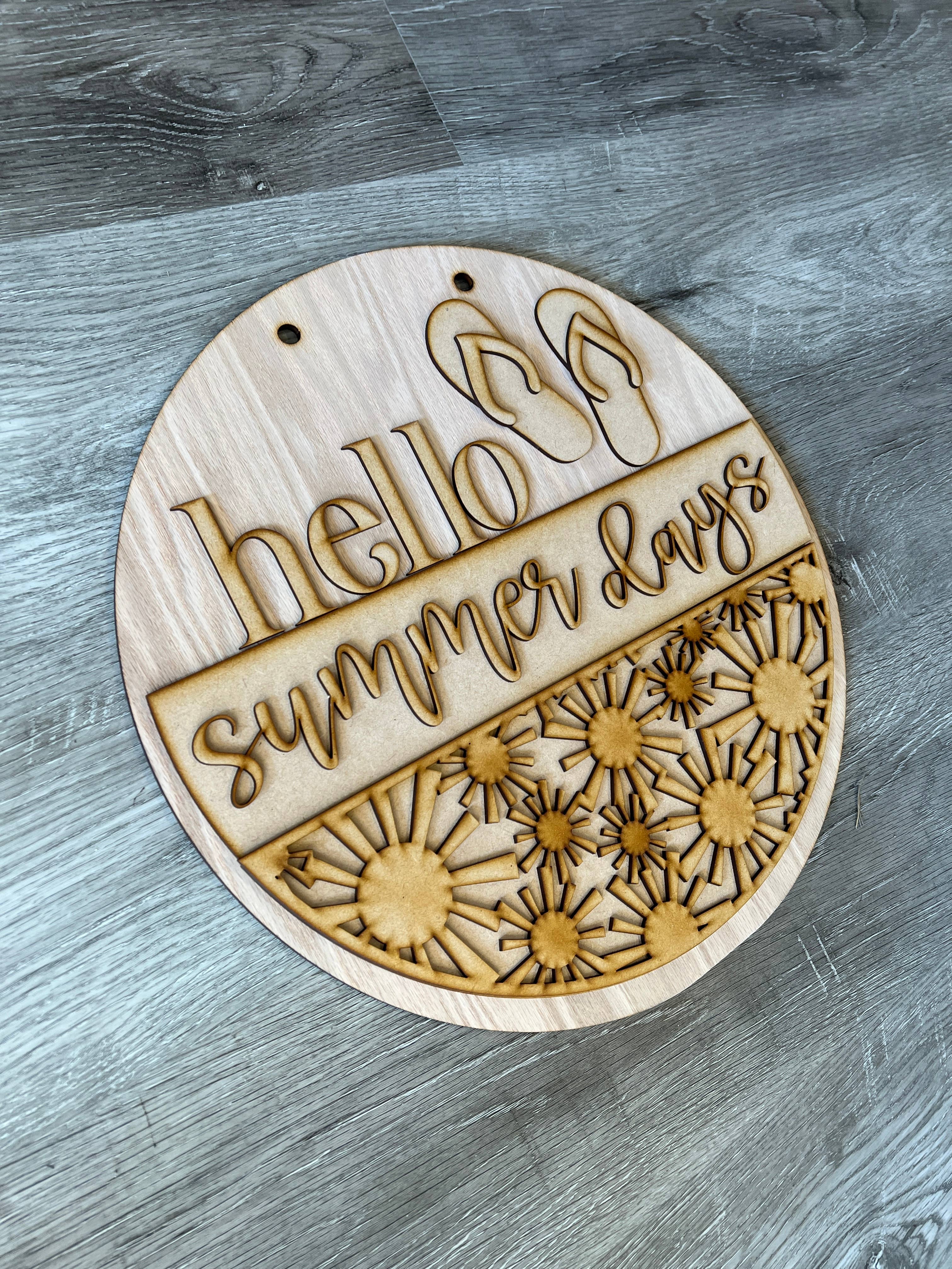 Rustic Home Co LLC - Wholesale Deurhanger - Bord, Hello Summer Days deurhanger, woondecoratie, veranda rond2