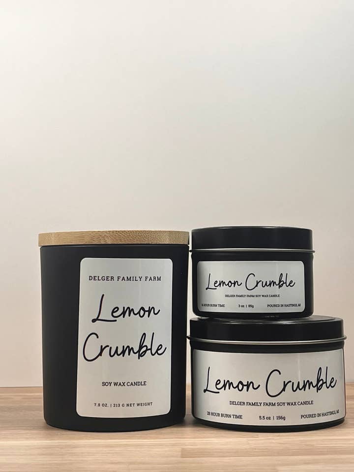 Lemon Crumble Soy Candle | Clean Fragrance Farmhouse Candle for wholesale by Delger Family Farm