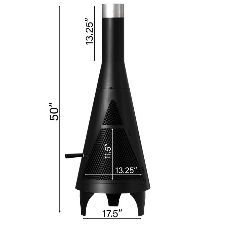 Quickway Imports – wholesale Fire pit – 50" Black Outdoor Metal Wood Burning Chimenea Patio Heater6