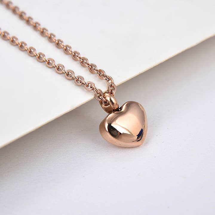 Perimade & Co. LLC - Wholesale Pendant/Charm Necklace - Human Ashes Heart Urn Pendant Necklace in Stainless Steel