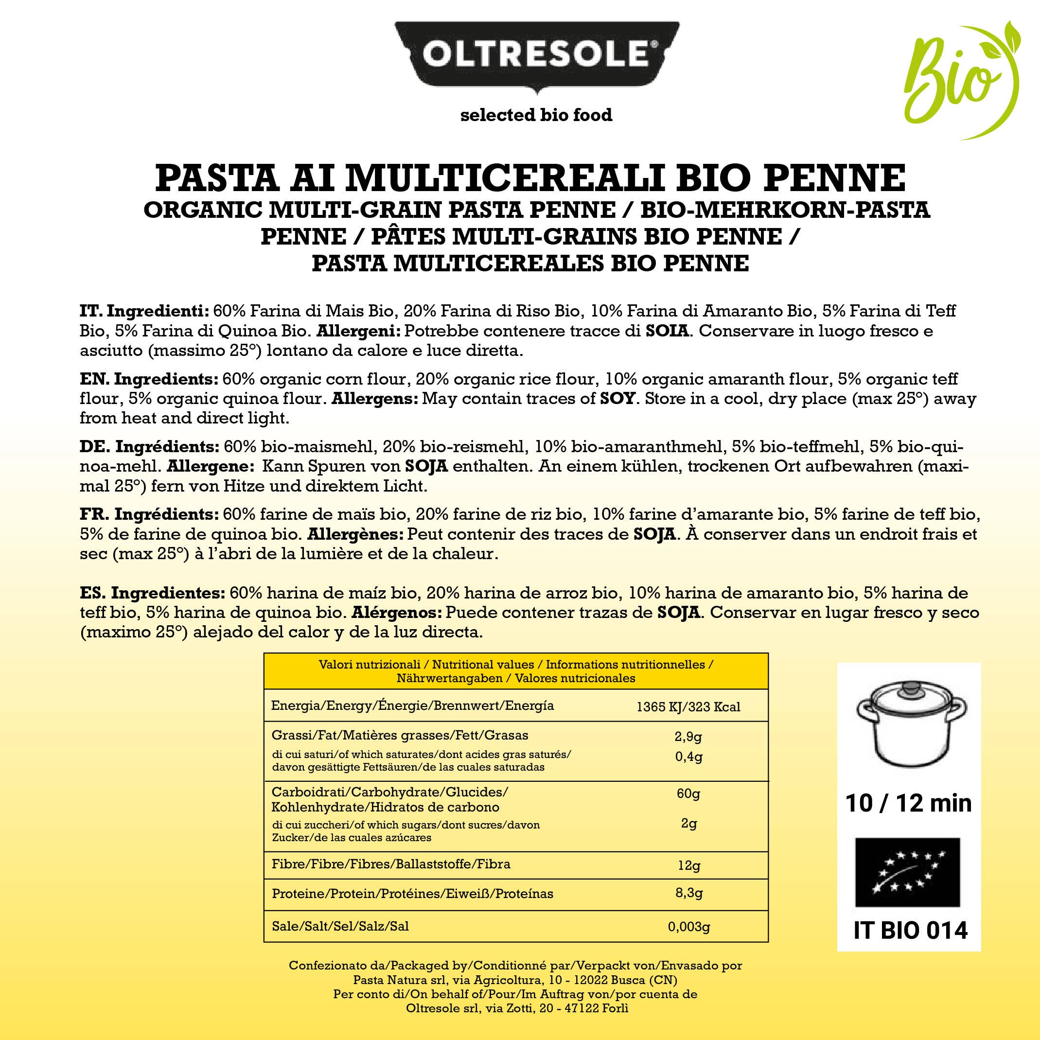 Oltresole - Wholesale Pasta - ORGANIC MULTIGRAIN PASTA PENNE 350 g4