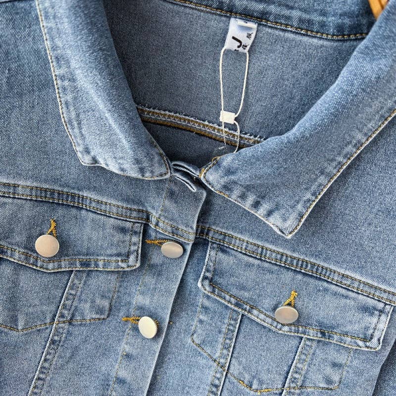 BLUE Cropped Denim Jacket and High-Rise Shorts Set for wholesale on Faire8