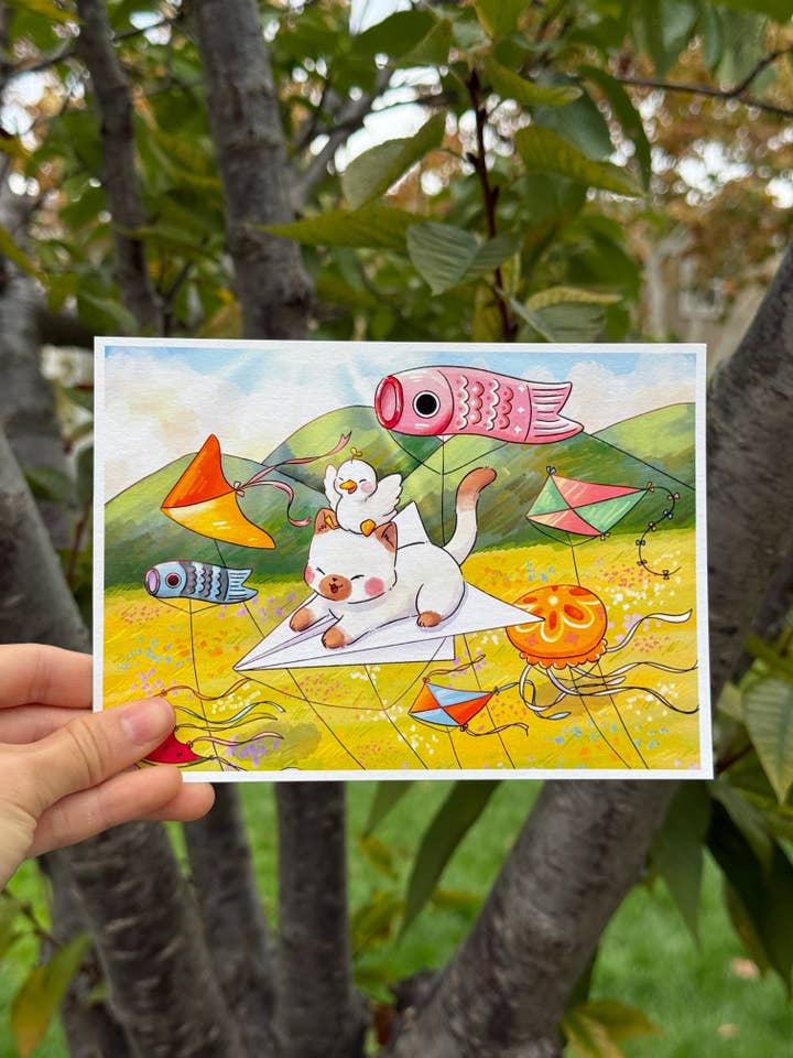 Flying kite | Art print for wholesale by AnnaFloof