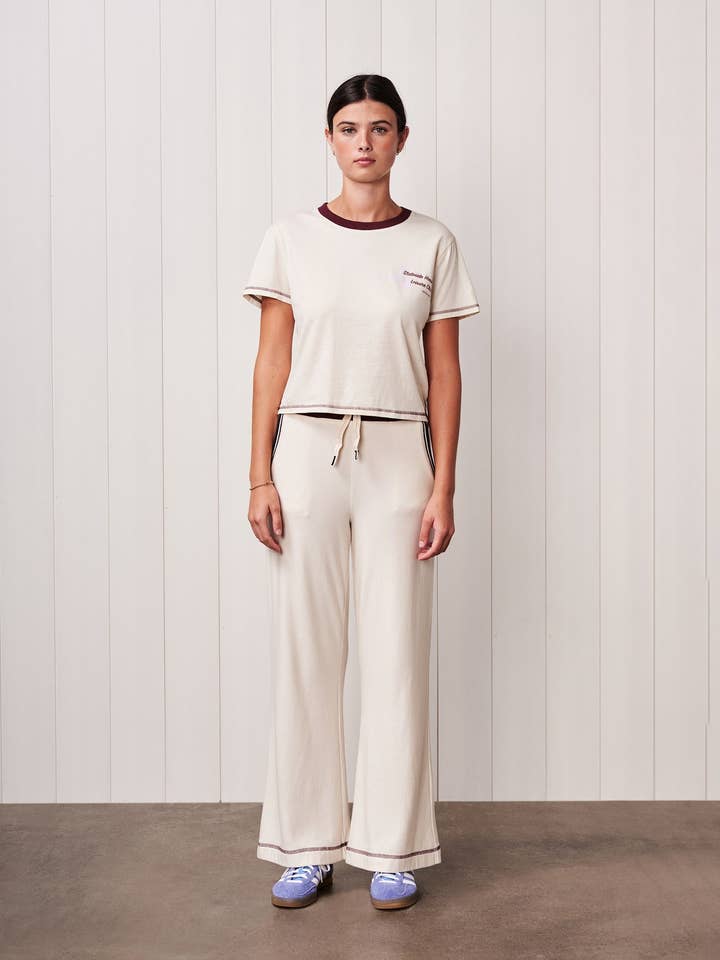 Cloud Jersey Freizeitclub Ringer-T-Shirt in Creme für den Großhandel von Stateside