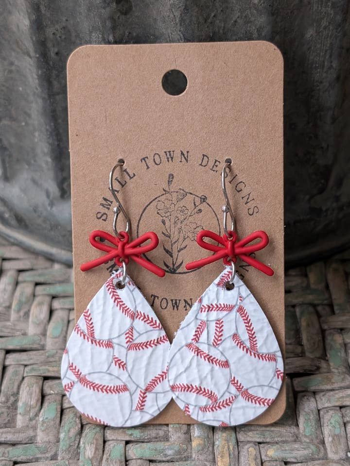 Baseball Bow Teardrops for wholesale by Small Town Designs