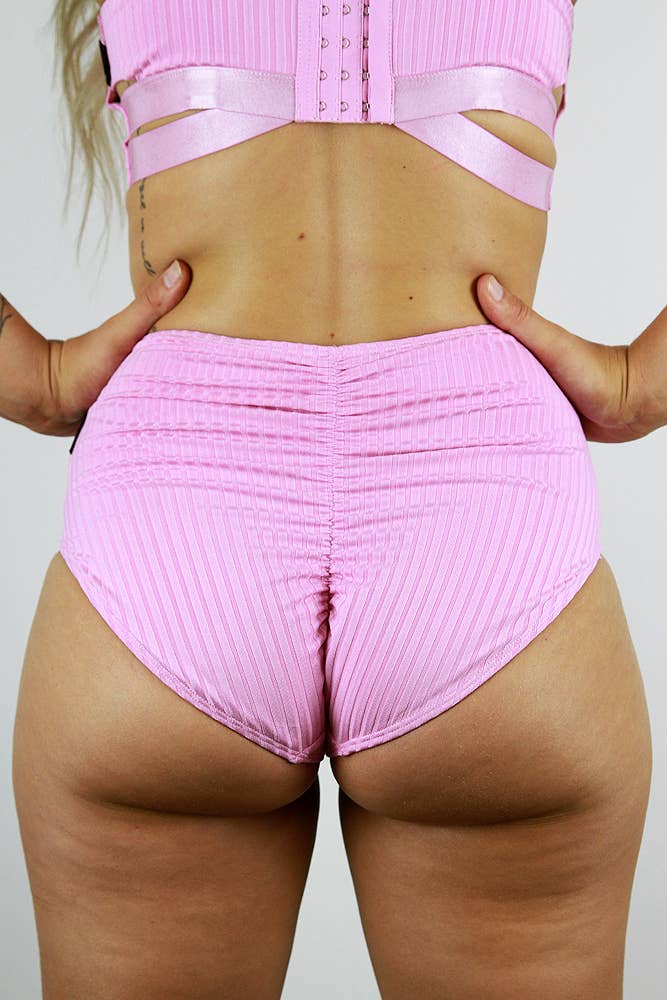 Pink Crystal V Mid Waist Short - Rose Quartz | Pole Wear for wholesale on Faire0