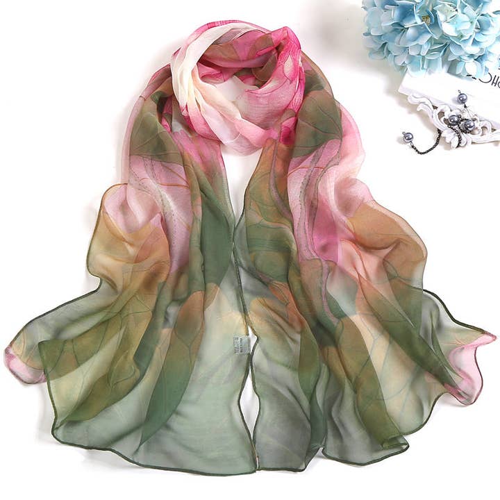 SALINA TRADING INC - Wholesale Scarf – Women's - Summer Lotus Flower Print Sunscreen Scarf1