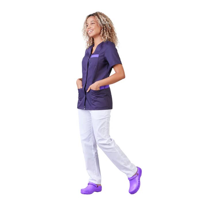 My Podologie - Wholesale Healthcare Uniform - Women's - Gaia - Short Sleeve Blouse - V Neck - Women - 70 cm - Phirejo57