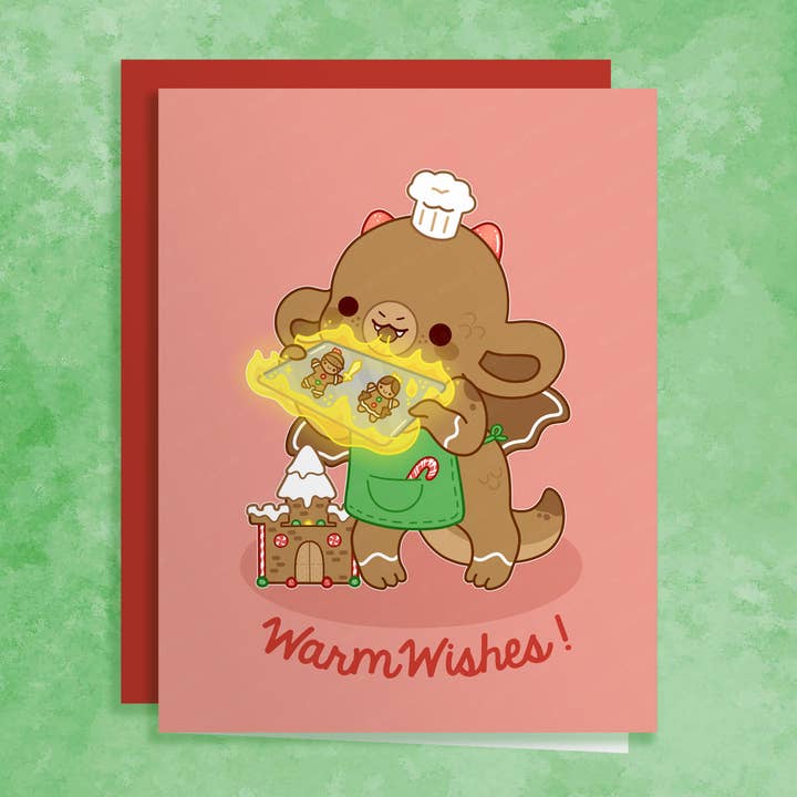 Bright Bat Design - Wholesale Christmas Card - Gingerbread Dragon Holiday Card