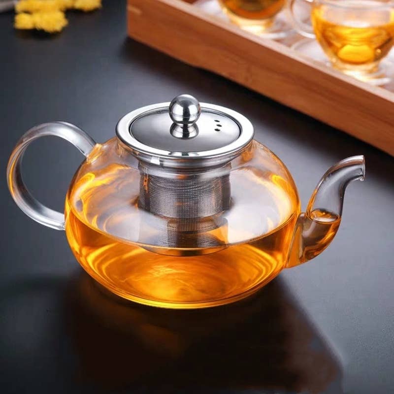 The Grateful Tea Co - Wholesale Tea Pot - Glass Teapot With Stainless Steel Infuser and Lid (40oz.)3
