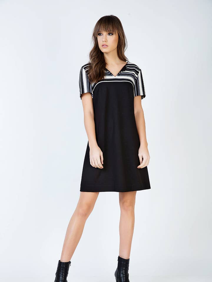 Stripe Detail A Line Dress for wholesale by conquista