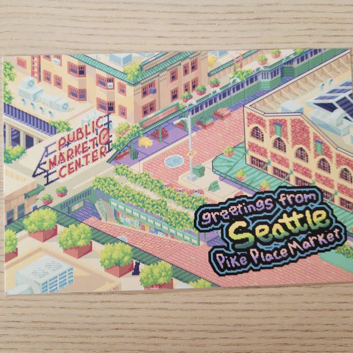 Seattle Postcards - Pike Place (Isometric) for wholesale by my_art_bytes