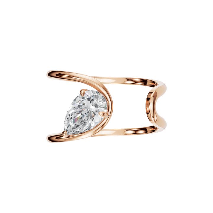 0.5 Carat Open Frame, Pear-Shaped Diamond Statement Ring for wholesale by PureYou Jewelry