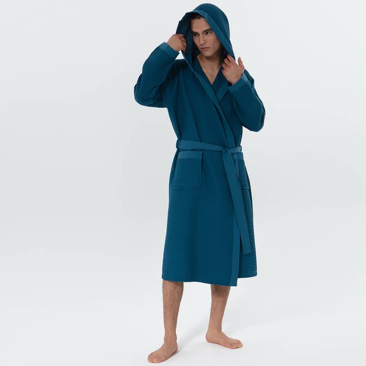 SEYANTE - Wholesale Robe - Men's - Men's Hooded Turkish Cotton Waffle Robe1