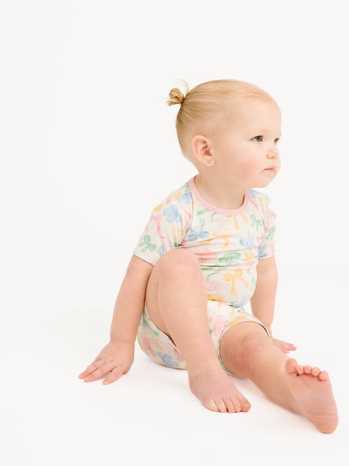 Little One Shop - Wholesale Top & Short Set - Kids - Pastel Bow Bamboo Shorts Set8