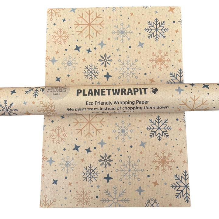 PlanetWrapIt - Wholesale Wrapping Paper Roll - Christmas Snowflakes Recycled Eco Kraft Gift Wrapping Paper6