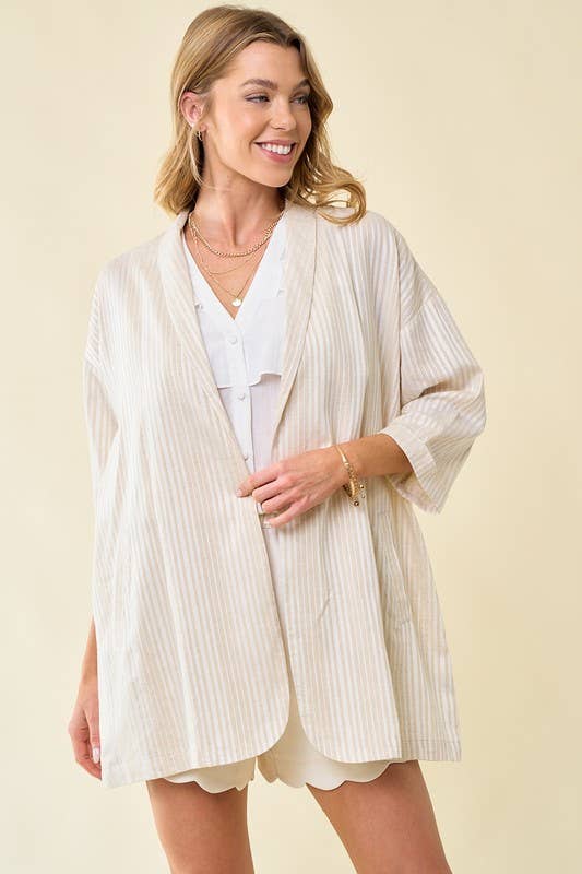 Doe and Rae - Wholesale Jacket - Women's - Linen Stripe Jacket - 10406J1