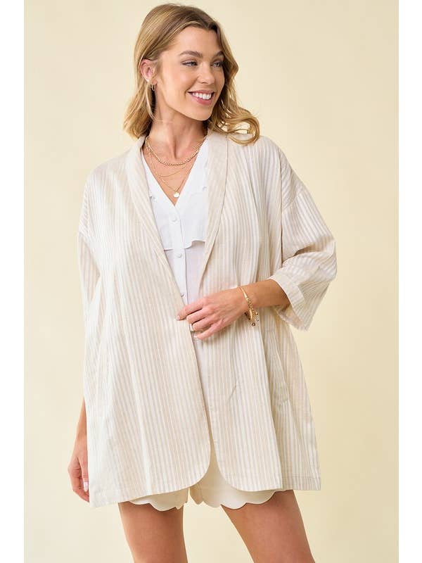 Doe and Rae - Wholesale Jacket - Women's - Linen Stripe Jacket - 10406J1