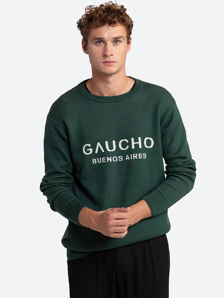 Ivo Bomullströja med Logga på Ryggen i Grön och Off-White för wholesale av Gaucho Buenos Aires