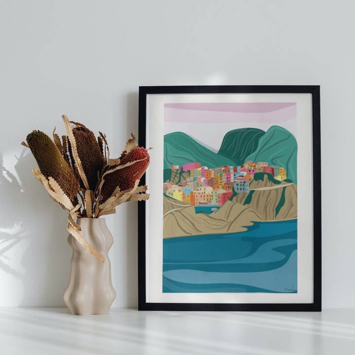 Cinque Terre Poster| Italy Travel Print | Travel Art| Travel Poster| A6 A5 A4 A3 | Framed Wallprint | Unframed Wall Art | Travel Art | for wholesale by Xenhome
