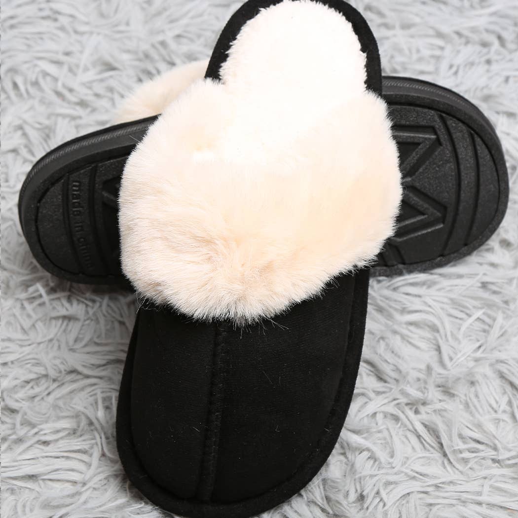 Fashion City - Wholesale Slippers - Women's - Solid Faux Fur Suede All Day Mule Slippers4
