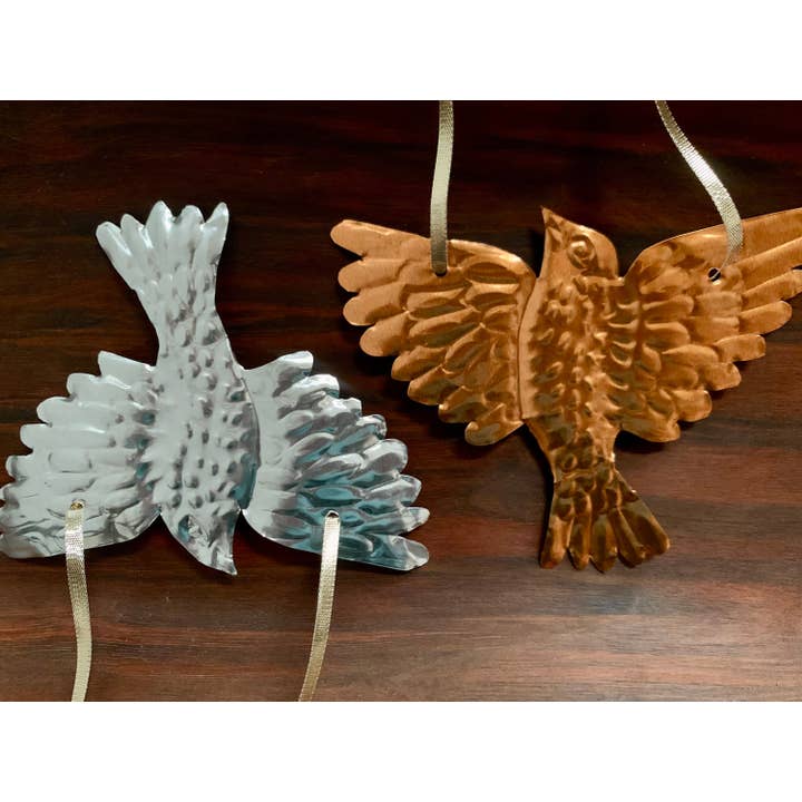 Foot Range Mountain - Wholesale Wall Accent - Handmade Embossed Copper/Tin Bird Wall Art In Folk Style