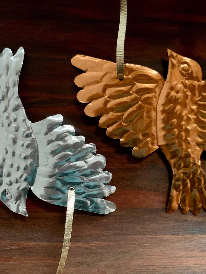 Handmade Embossed Copper/Tin Bird Wall Art In Folk Style for wholesale by Foot Range Mountain