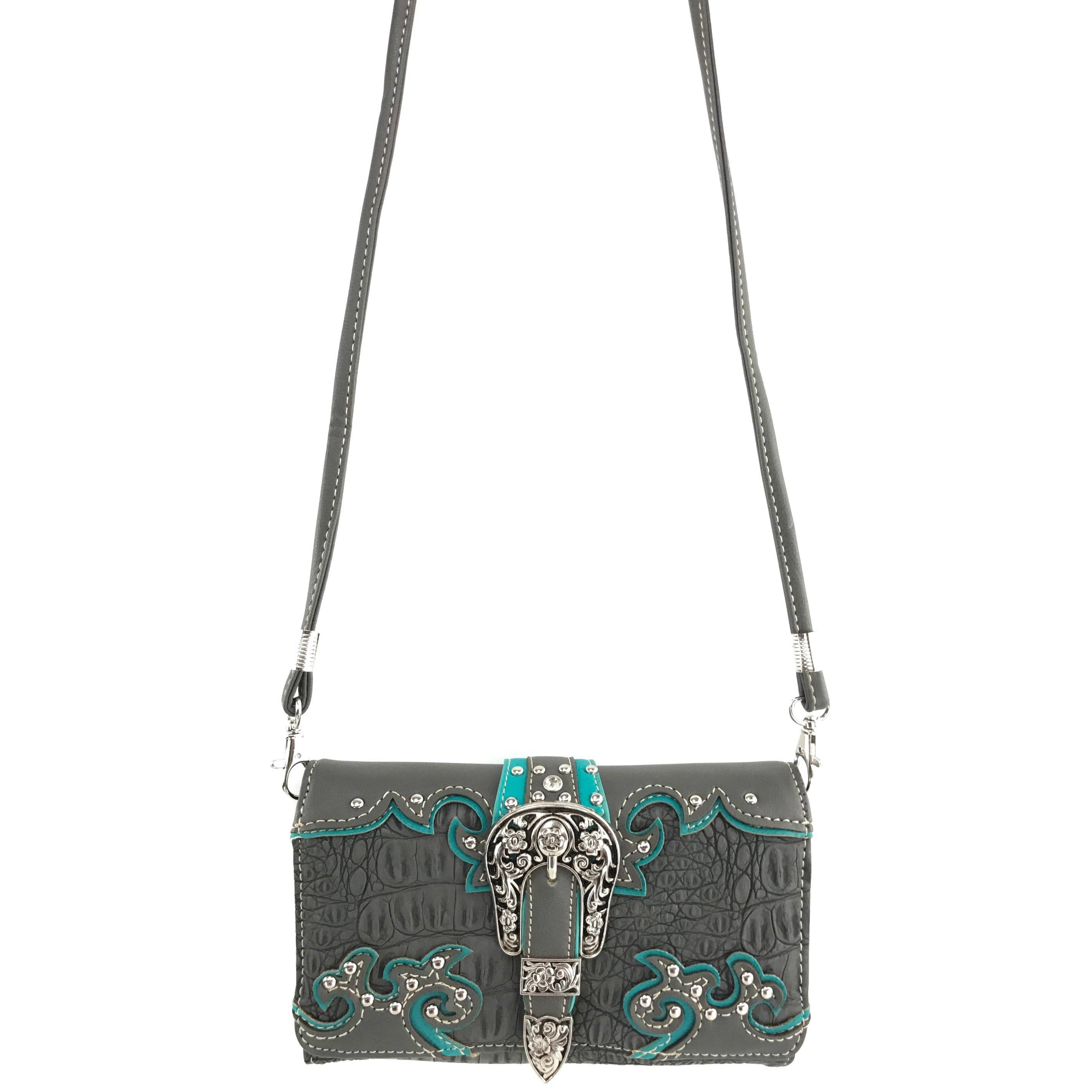 Lunar Deer - Vente Portefeuille – femme - Portefeuille à bandoulière à boucle en cuir PU croc5