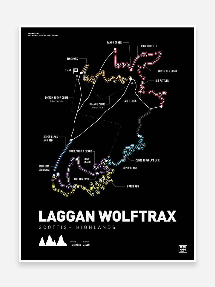 Stampa artistica Laggan Wolftrax per la vendita all'ingrosso da parte di Trailmaps.com