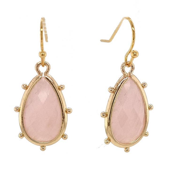 Aurulia oorbellen met edelstenen, rozenkwarts voor wholesale door PearlGem Designs