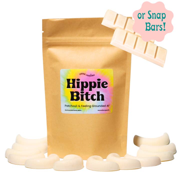 Salope Hippie, Fondants de Cire de Soja à l'Huile Essentielle de Patchouli pour la vente par Lunar Landings