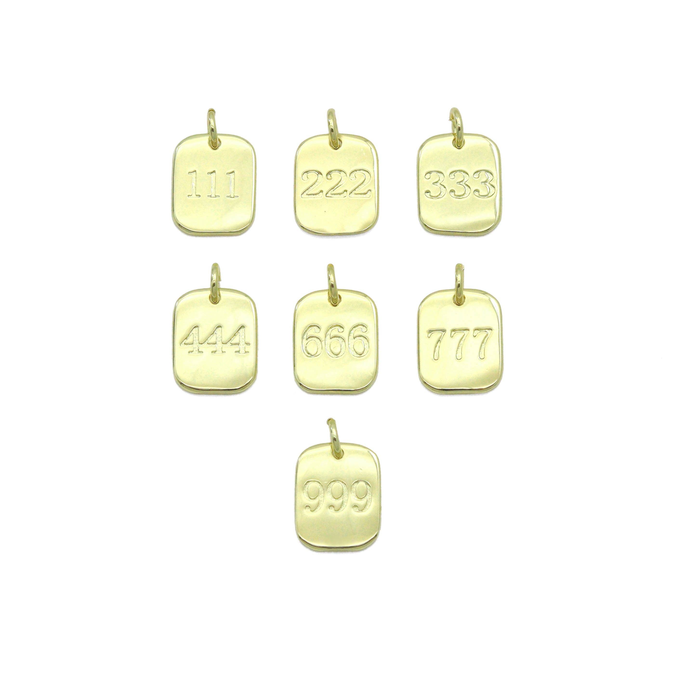 BestBeads&Beyond - Wholesale Individual Charm/Pendant - Gold Angel Number Rectangle Charms/Pendants, Sku#LX9310
