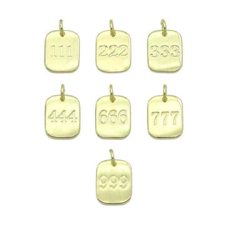 BestBeads&Beyond - Wholesale Individual Charm/Pendant - Gold Angel Number Rectangle Charms/Pendants, Sku#LX9310