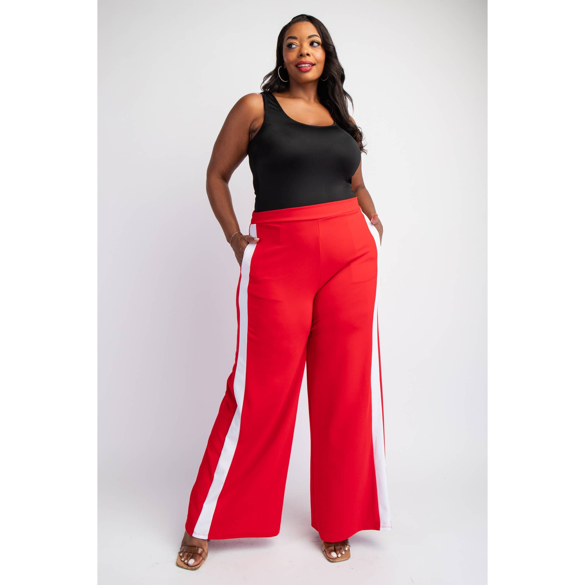 The Curve LA - Wholesale Pants - Women's - 74509-1cp  PLUS SIZE SIDE-STRIPED KNIT PANTS WITH POCKETS18