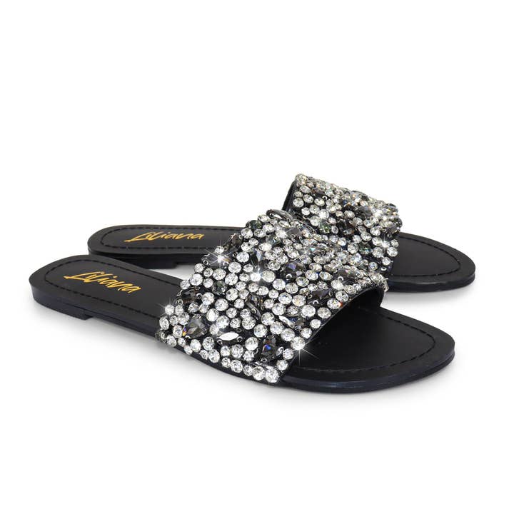 MOLLY-64 OPEN TOE CRYSTAL SANDAL BLACK for wholesale on Faire