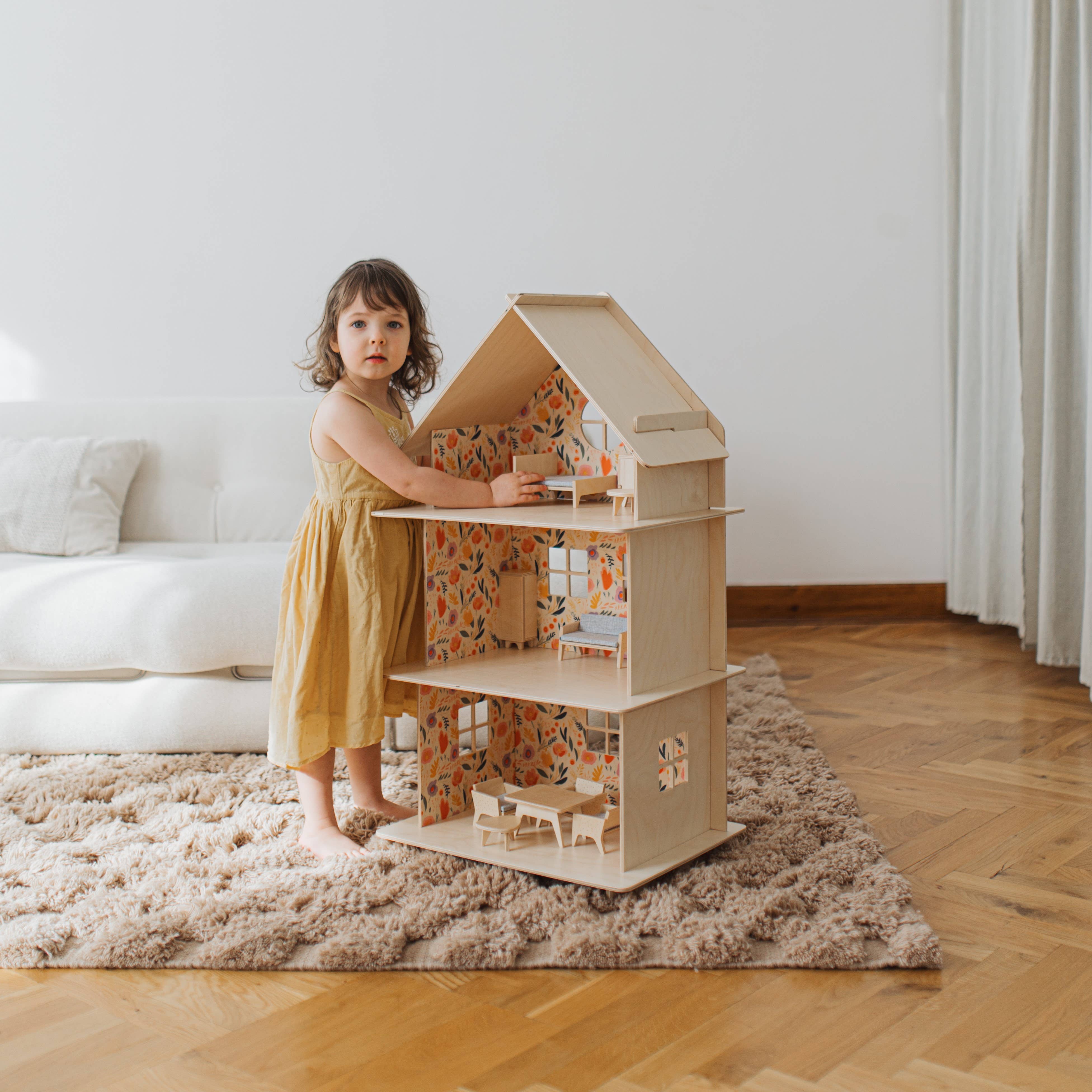 milin - Wholesale Wood Toy - Kids - Three-story Wooden Dollhouse / Modern dollhouse 1