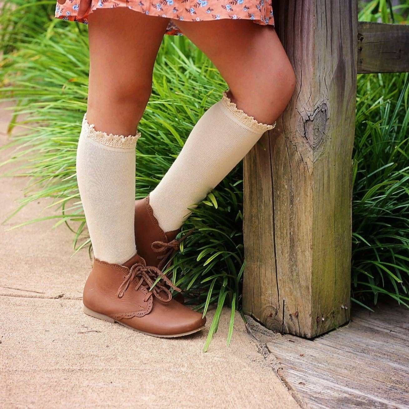 Little Stocking Co. - Wholesale Socks - Kids & Baby - Vanilla Lace Top Knee High Socks4