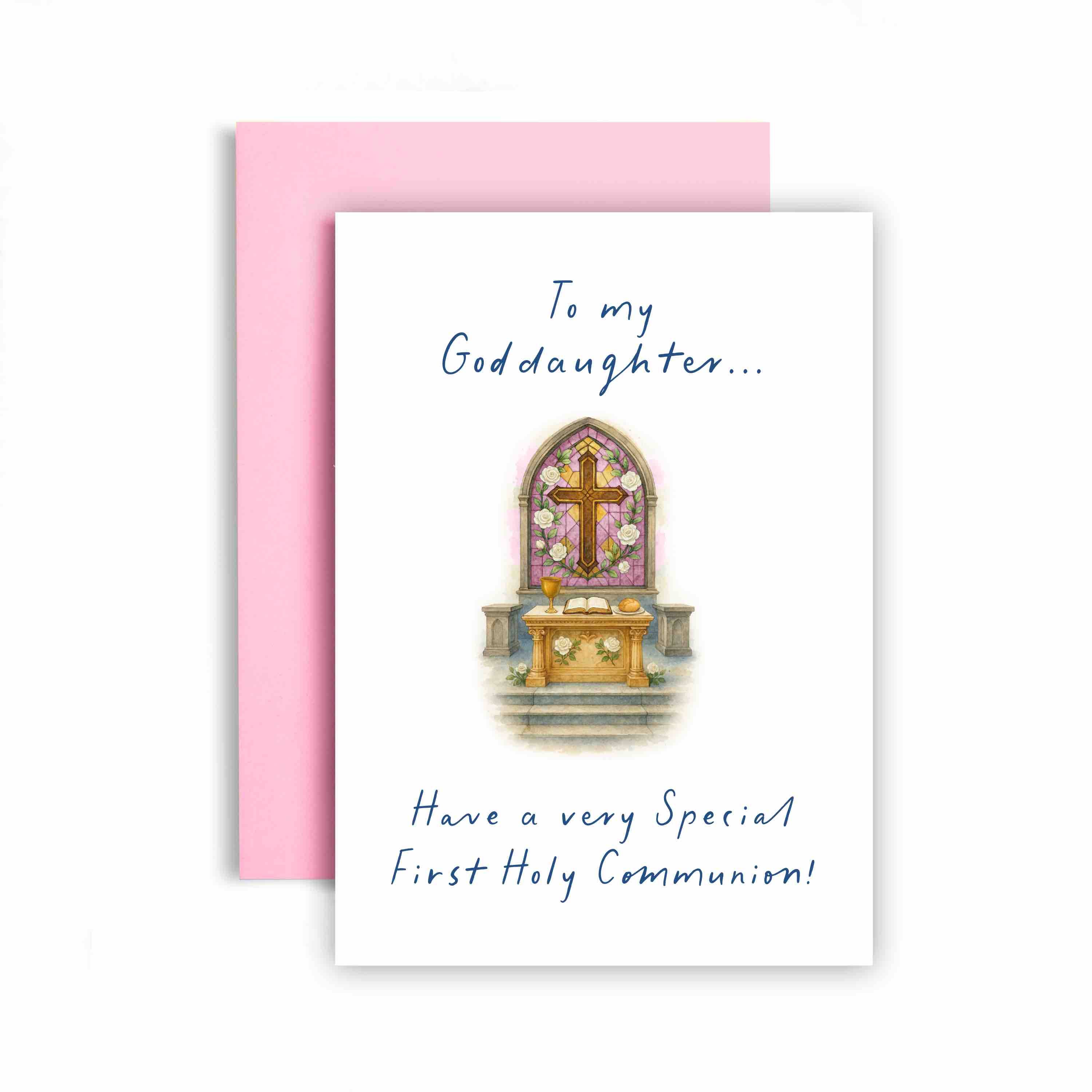 Huxters – wholesale Religious card – On a Special first Holy Communion Gold Chalice Card1