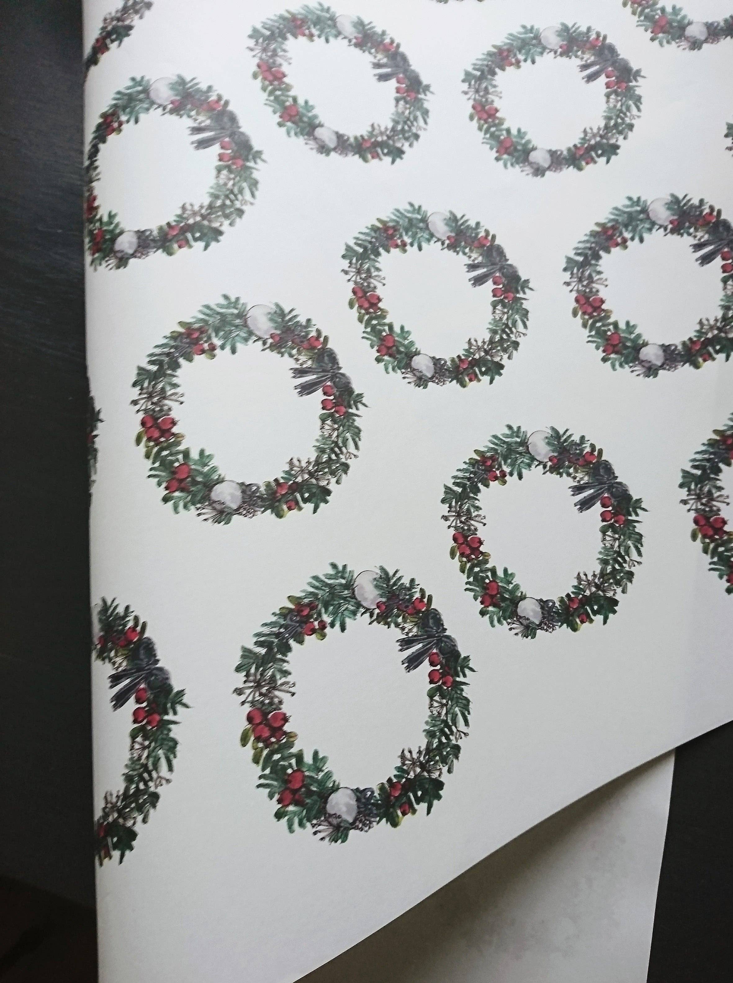 MyDesignPictures - Wholesale Flat Wrap - Christmas Wreath white Wrapping Paper3