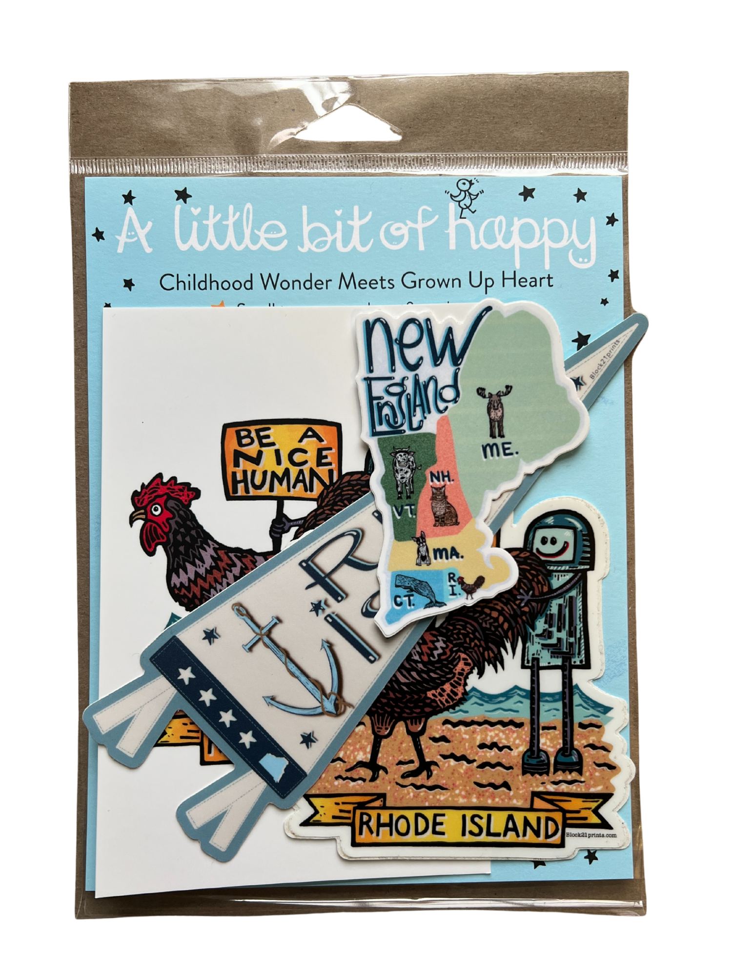 Block21Prints - Wholesale Gift Bag Set/Pack - Rhode Island Gift Bundle | Stickers & Postcard5