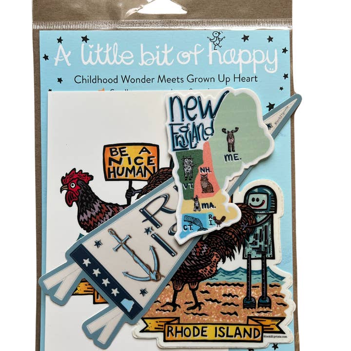 Block21Prints - Wholesale Gift Bag Set/Pack - Rhode Island Gift Bundle | Stickers & Postcard5