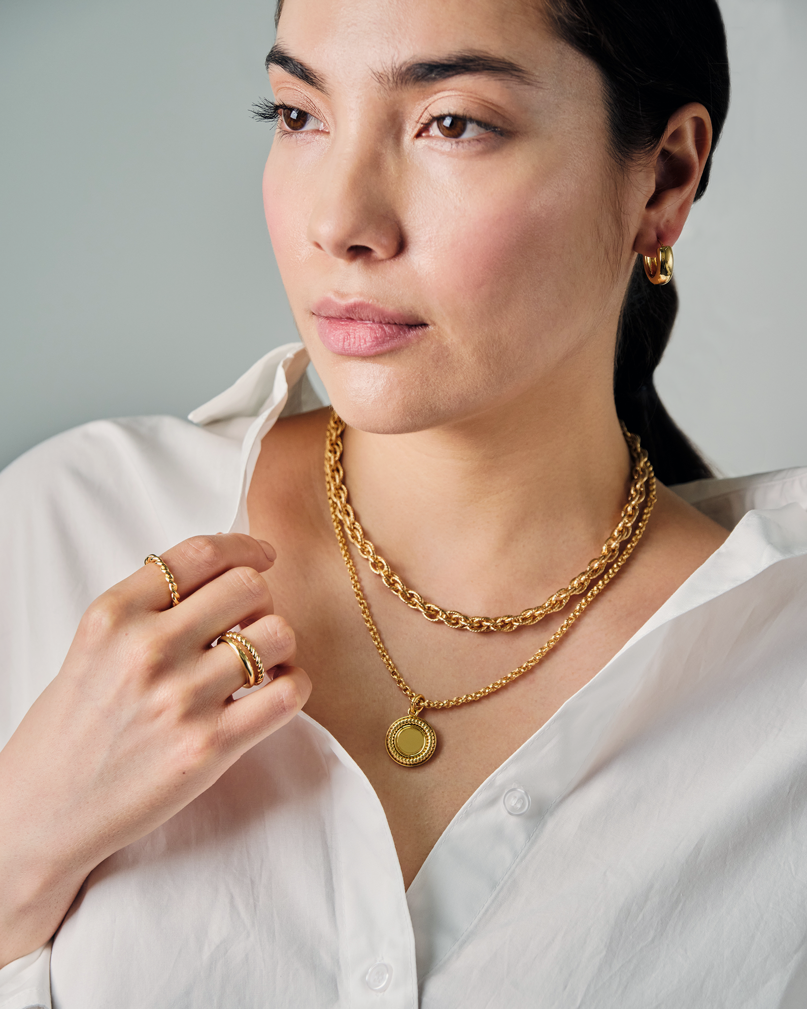 Sessori - Wholesale Band/Stacked Ring - [18K] Duo Double Layer Gold Rope Ring5