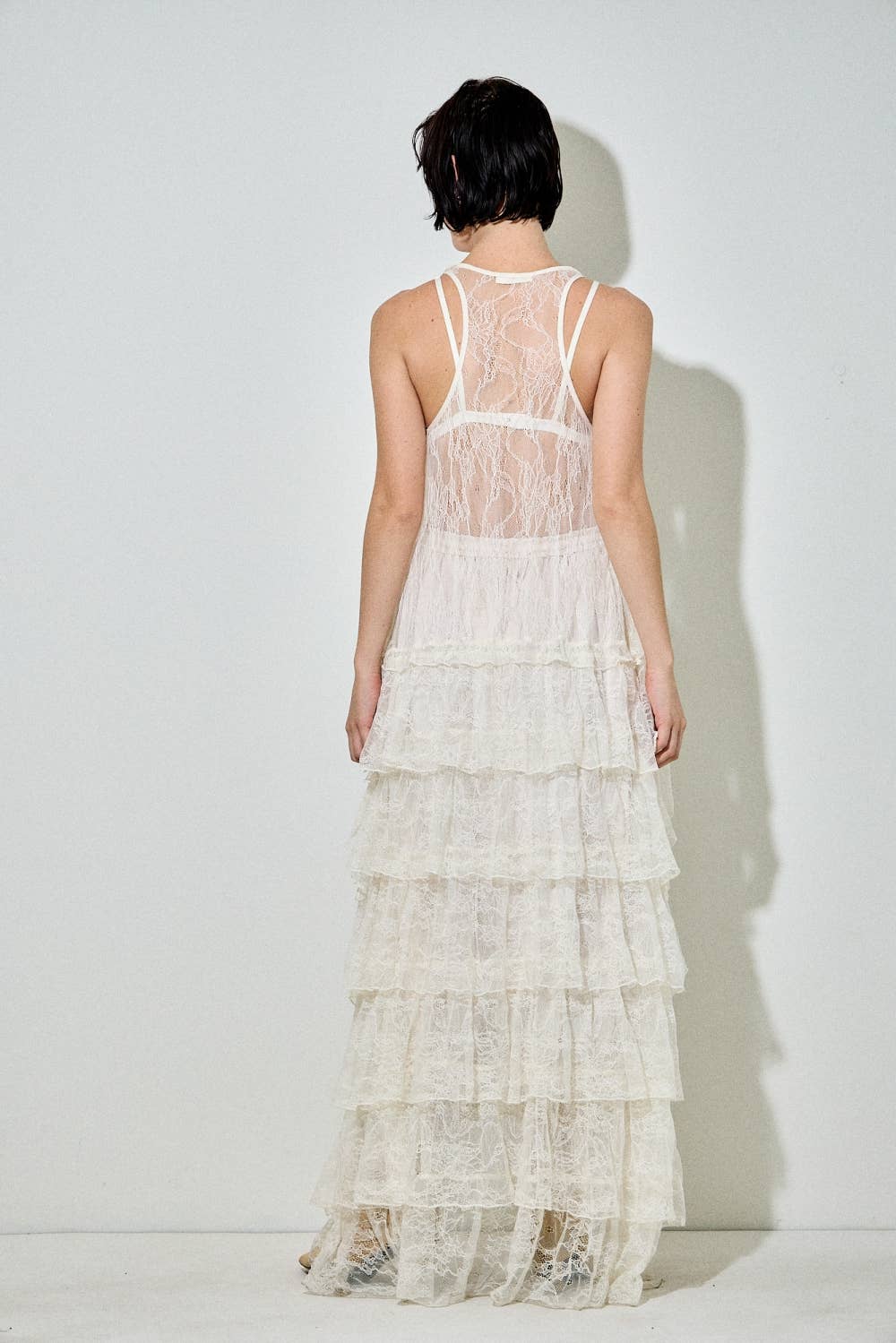 Baevely by Wellmade USA - Vendita all'ingrosso Camicetta - Donna - Spolverino a balze con volant in pizzo romantico3