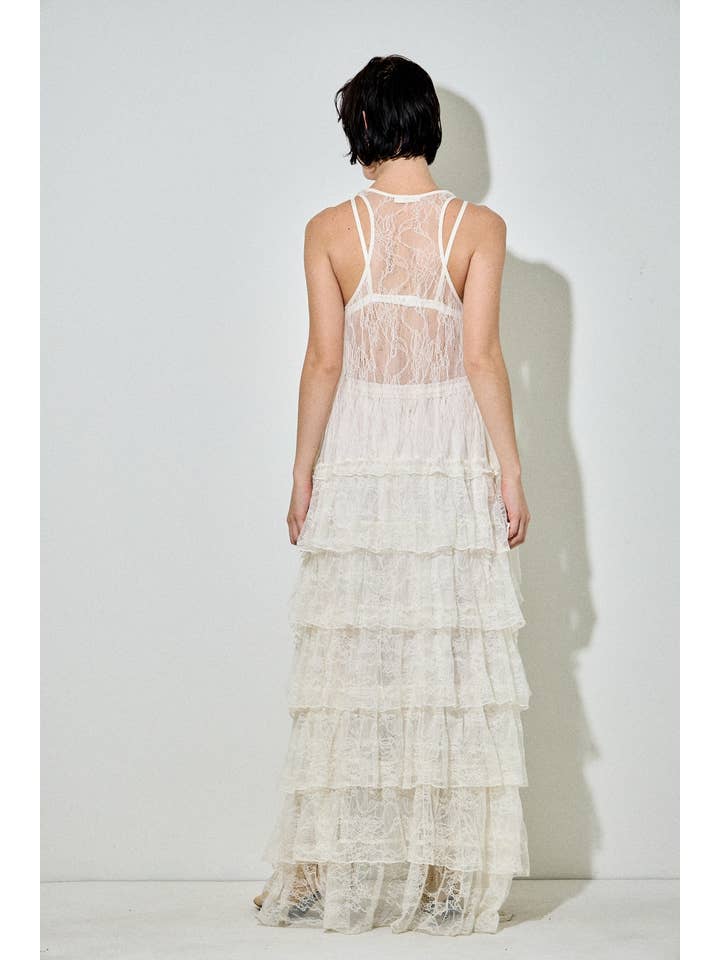 Baevely by Wellmade USA - Vendita all'ingrosso Camicetta - Donna - Spolverino a balze con volant in pizzo romantico3