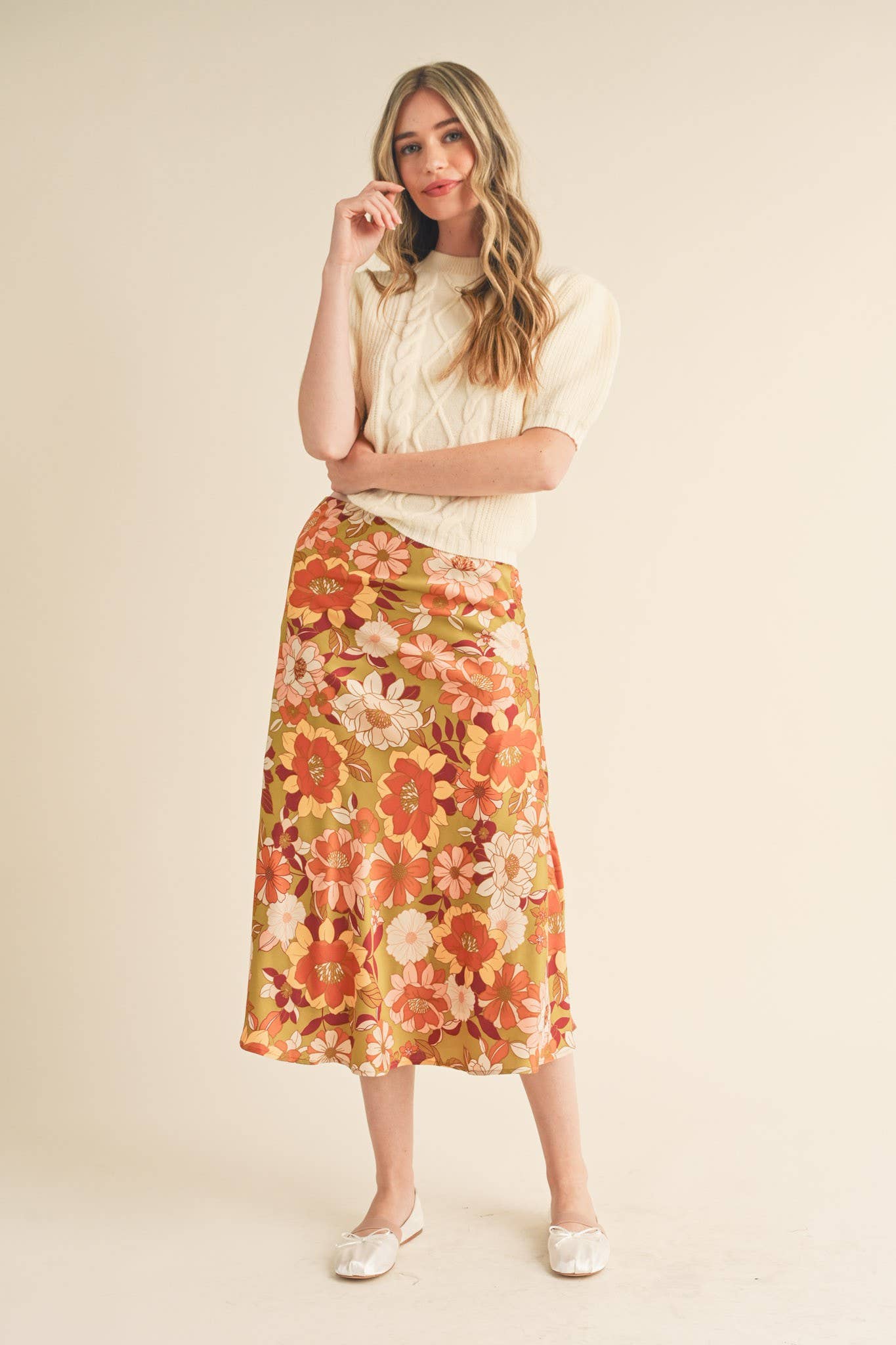 &MERCI - Wholesale Knit Sweater - Women's - CABLE KNIT SHORT PUFF SLEEVE SWEATER MSW1040110