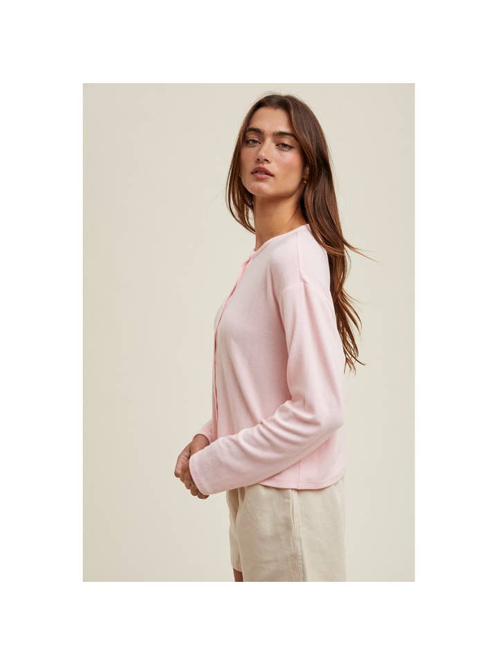 Wishlist Apparel - Wholesale Knit Top - Women's - POINTELLE BUTTON-UP CARDIGAN TOP / WL25-10450