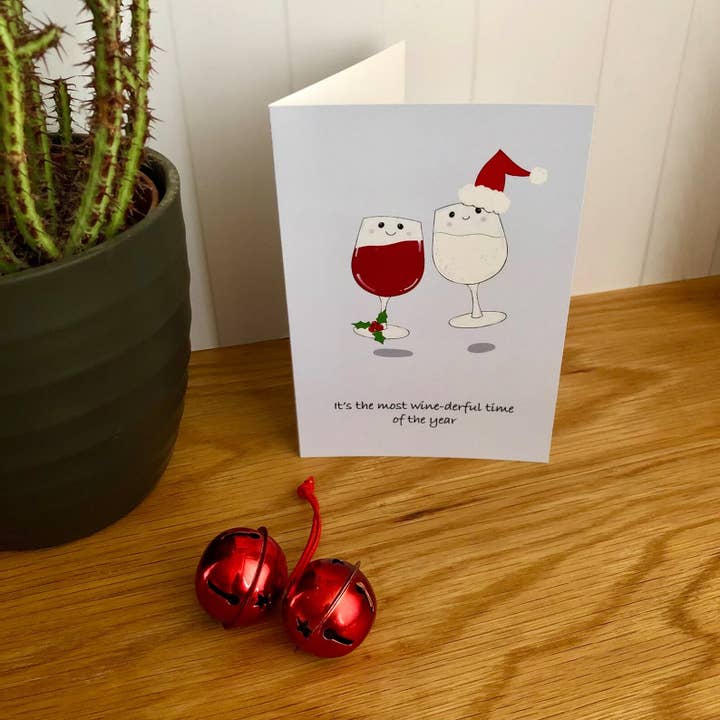 It's the Most Wine-Derful Time of The Year Greeting Card for wholesale by Quack Animal Art