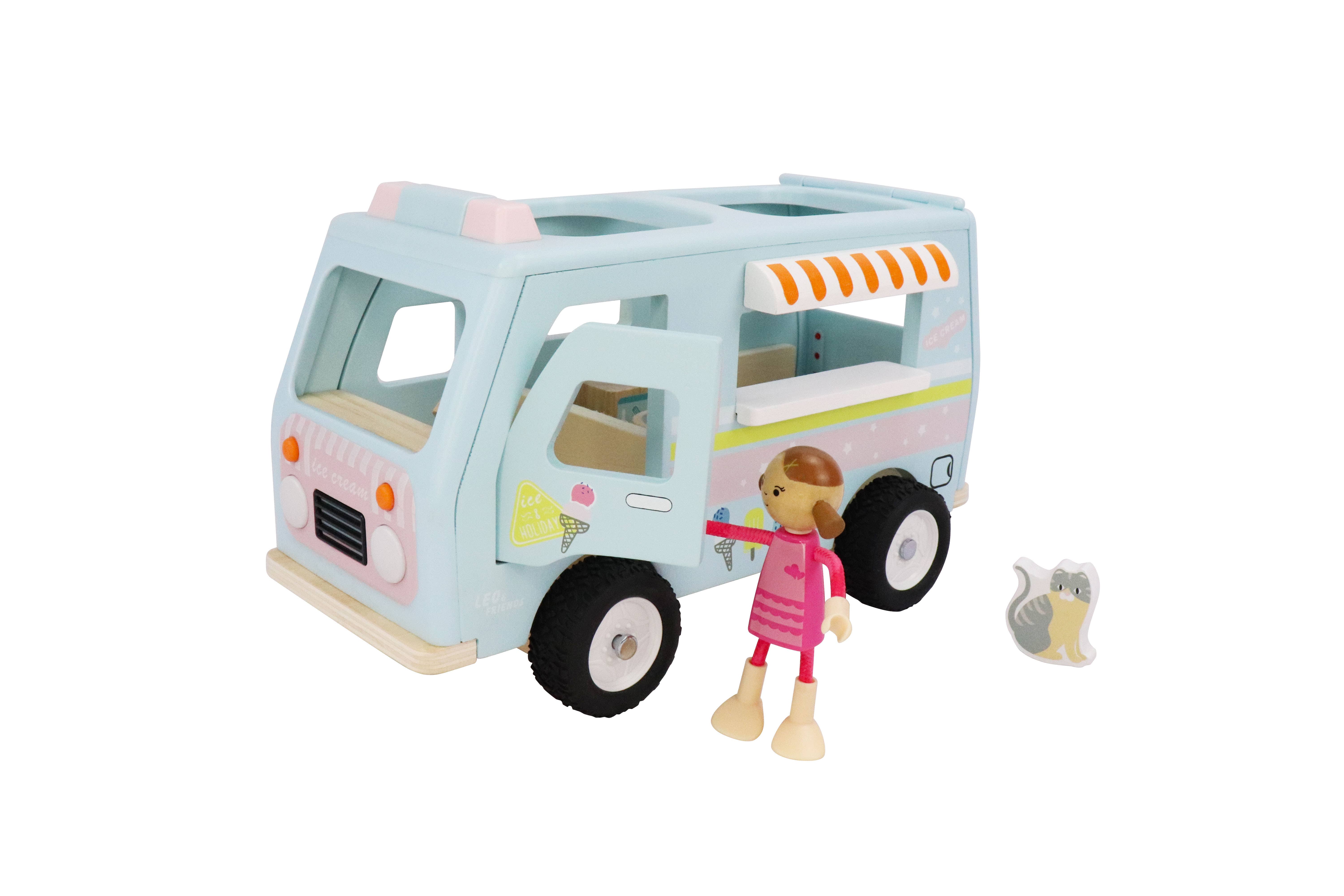 Leo & Friends - Wholesale Toy Set - Kids - L&F Wooden Ice Cream Van, 3-Piece Set3