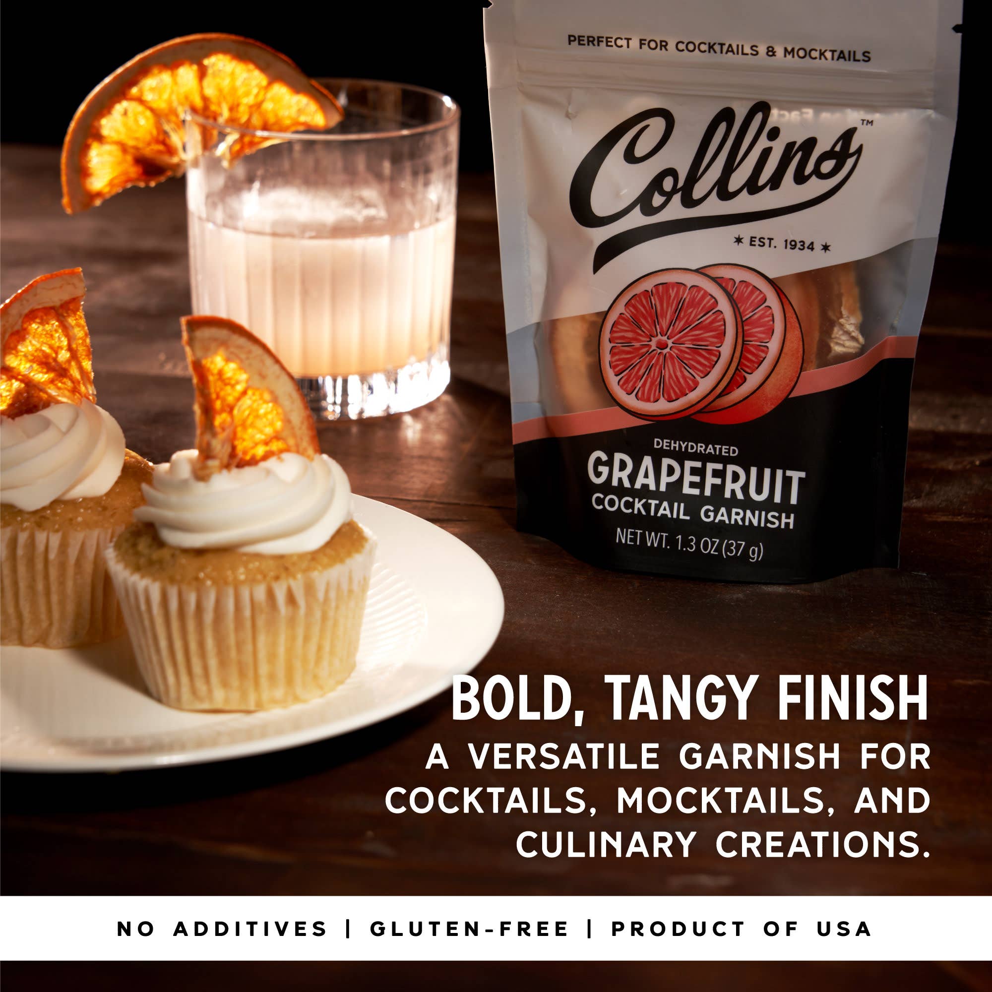 Collins - Wholesale Cocktail Mix/Syrup - Dehydrated Grapefruit Cocktail Garnish 1.3 oz1